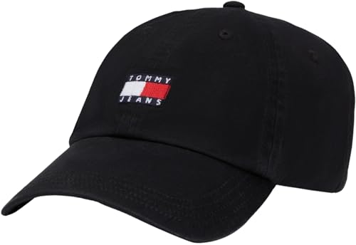 Tommy Jeans Gorra Hombre Heritage 6 Panels Cap con Logotipo, Negro (Black), Talla Única