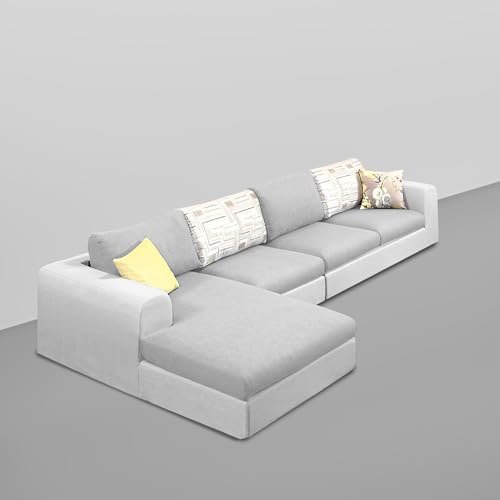 Image of Koza LHS 6 Seater L Shape Sofa Set for Living Room (Grey Fabric) Premium Fabric Sofa