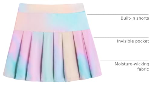 Image of Arshiner Girls Tennis Skirt with Shorts Pockets Athletic Pleated Golf Skort | Girls School Uniform Skirt, Sport, Performance, Running, Workout, Cheer, High Waisted, 4-13 Years