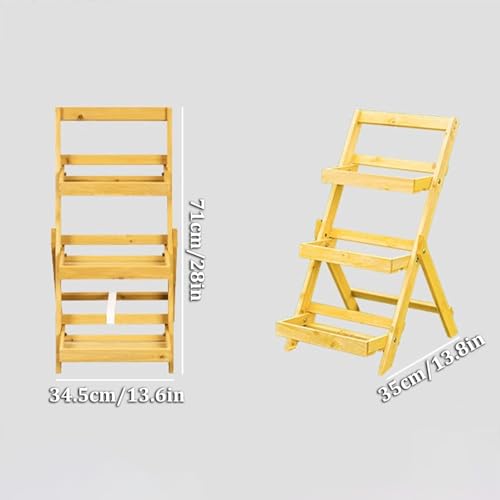 Étagère à plantes extérieur bois table rempotage pliable beige 3