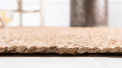 Image of Reversible Braided Jute Rug | Natural Handwoven Carpet for Living Room, Bedroom, Office & Guest Room | Eco-Friendly Durable Floor Mat & Home Decor Accent Size (40X60 CM Natural Jute)