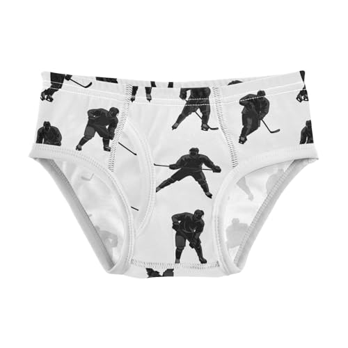 ODAWA Black Hockey Player White Cotton Toddler Underwear, Tag-Free Comfort Toddler Underwear 2T