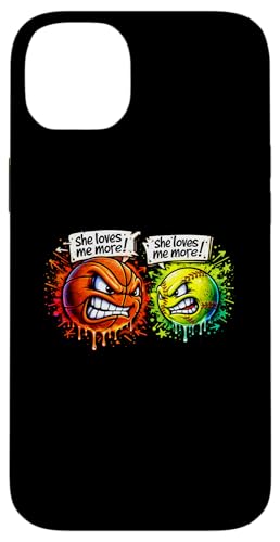 Funny She Loves Me More Basketball Vs Tennis �X�}�z�P�[�X iPhone 14 Plus �p