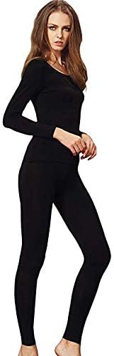 Women's Scoop Neck Top & Bottom Ultra Thin Thermal Underwear Set