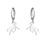 Pendientes de aro minimalistas colgantes de caballo pequeños para mujer, de acero inoxidable, colgantes simples de animales, cartílago, aretes de aro de moda Kentucky Derby, Horse: 9mm X 12mm, Inner