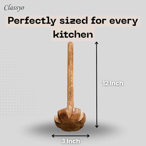 Image of Classyo Wooden Buttermilk Churner, Wooden Madhani, Whisk Beater, Madani for Buttermilk Lassi and Butter (12 inch)