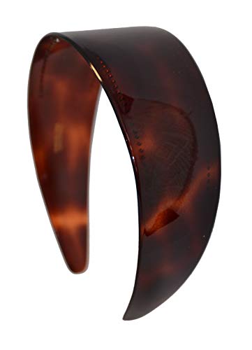 Parcelona French Broad Tortoise Shell Brown 2 Inch Very Wide Flexible Celluloid Acetate Headband for Girls and Women