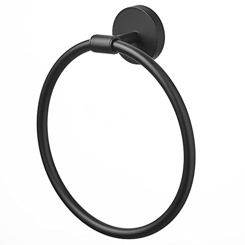 AMARE Luxus Handtuchring | schwarz matt | Handtuchhalter aus Edelstahl | Kleben oder Bohren | Handtuchspender für Bad und Küche | Handtuchhalterung rund 18,5 x 18,5 x 6,5 cm