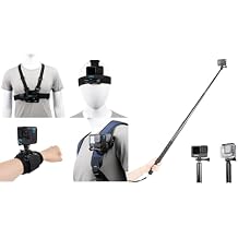 Accessories Set for GoPro Hero 13/12/11/10/9/8/7/6/5/4,New Quick Release Head Strap Mount + Chest Mount Harness + Backpack Clip Holder + 360Rotating Wrist Strap,79inch Long Selfie Stick