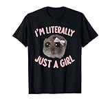 I'm Literally Just A Girl Sad Hamster Meme With Pink Ribbon T-Shirt