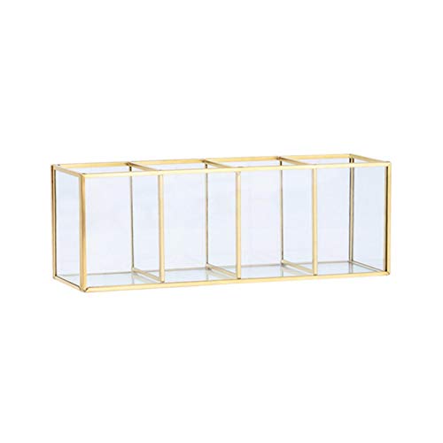bulrusely Make Up Organizer Beauty Schminkpinsel Aufbewahrung Gold, Transparenter Glas Make Up Pinsel Aufbewahrungskiste Luxus Kosmetik Aufbewahrungsbox Für Nagellack, Lippenstifte Und Kosmetikpinsel Cover