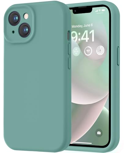 Image of LOVE 3000 Designed for iPhone 14 Case, Premium Silicone with [Soft Anti-Scratch Microfiber Lining] Shockproof Protective Phone Case for Men Women Girls 6.1 inch, Pine Green