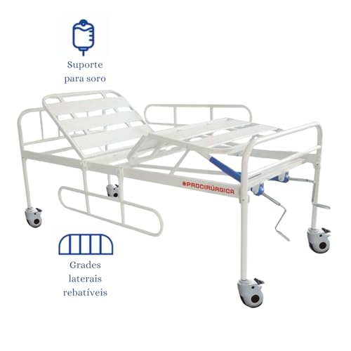 Cama Hospitalar Fowler Leito Manual 2 Movimentos 5 Posições Suporta até 180 Kg - Healt Clean