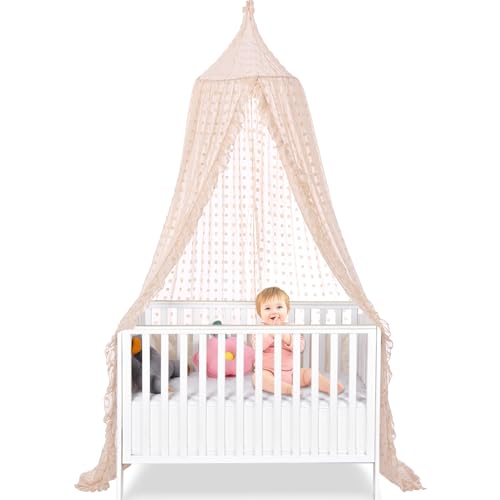 Jiangcha Princess Bed Canopy for Girls and Cribs Beige