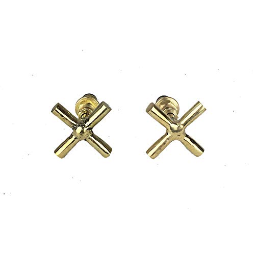 Set di 2 Manopole in ottone per rubinetto da muro cesellate a mano
