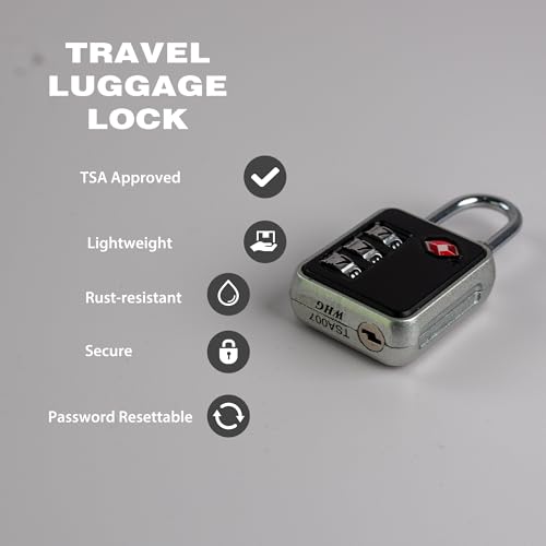 TSA Locks for Luggage, Combination Lock for Locker, Small Padlock Combination, Combo Luggage Padlocks TSA Approved, for Gym Locker, Travel Suitcase, Gun Case, Backpack Zipper, Ammo Can4