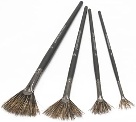 Paintersisters Juego de 4 pinceles de abanico con cerdas de jabal...