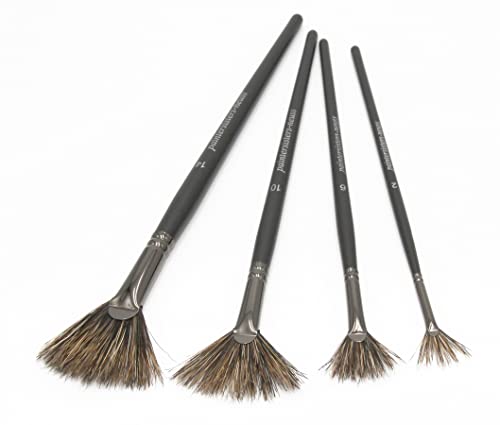 Paintersisters Fächerpinsel 4er Set Naturborste Dark Gr. 2–14 für Acryl Öl