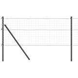 Homgoday Zaunpfosten 7 Stück Grau ?32 mm 80 cm Verzinkter Stahl Zaun Baustoffe Model42004202