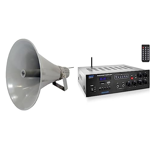 Pyle Indoor Outdoor PA Horn Speaker (PHSP20) Wireless Bluetooth Public Address Amplifier (PMSA126BU)
