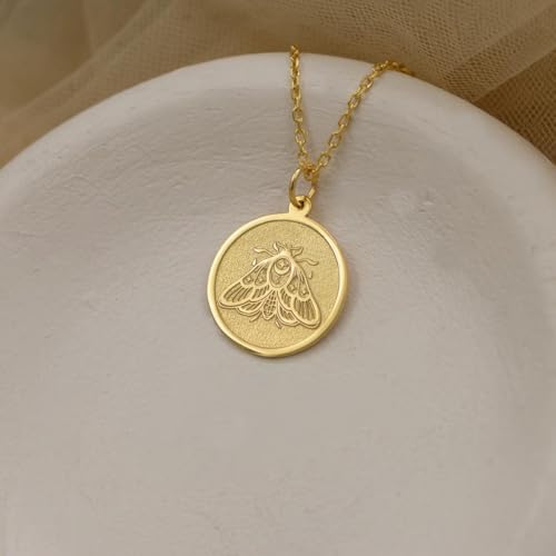 Collier lune argent 925 chaîne 45cm pendentif nature breloque insecte - 3
