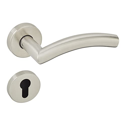 1 Juego de manillas EMIL perfil cepillado (PZ) en roseta redonda juego de manillas con material de fijación de Sotech