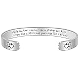 Btysun Aunt Mothers Day Gifts, Aunt Gifts from Niece Nephew Bracelets for Women Cuff Bracelet Birthday Gifts for Aunt Quotes Engraved Stainless Steel Jewelry