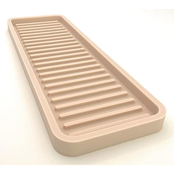 Happitasa Silikon diskbänk organiseringsbricka | svamphållare | bänkskivskydd | stil: Raka linjer (Sand Dollar, 30 cm x 10 cm)