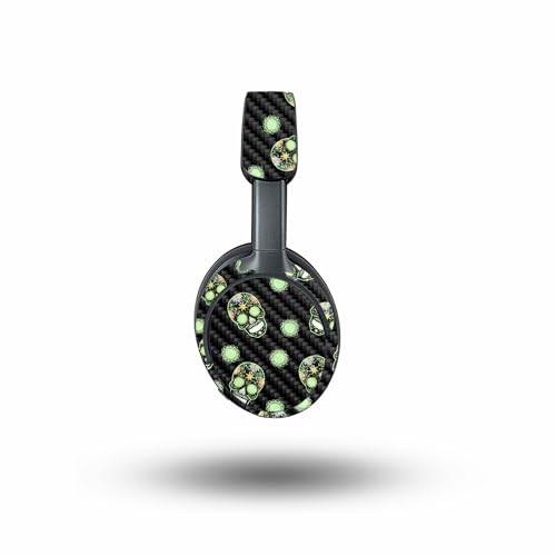 Image of MightySkins Carbon Fiber Skin Compatible with Bose QuietComfort Ultra - Nighttime Skulls | Protective, Durable Textured Carbon Fiber Finish | Easy to Apply