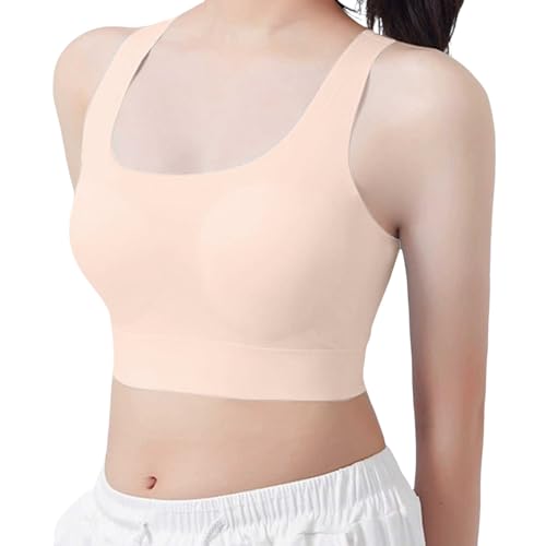 Tops for Teens Seamless Wireless Built -Up Yoga Training Bras Removable Flex Fit Breathablethin Everyday Bralettes Girls Fashion,Light Pink,XXL