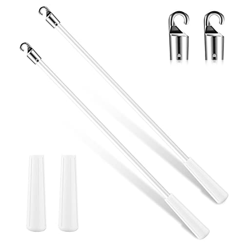 Bokon 2 Pieces White Fiberglass Blind Wand Vertical Blinds Stick Replacement with Hook and Handle...