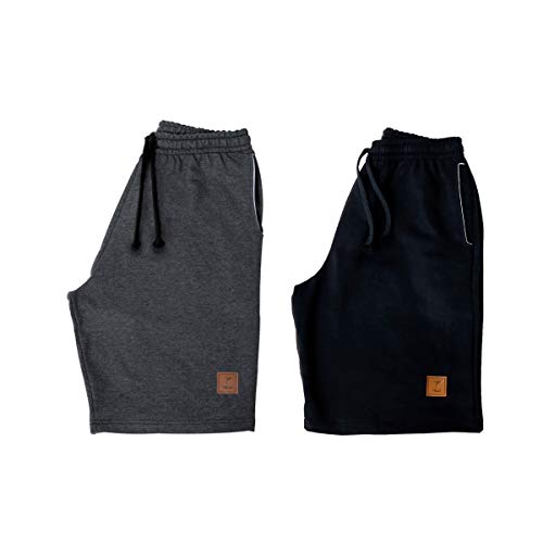 Kit com Duas Bermudas de Moletom - Telo - Chumbo/Preta - GG