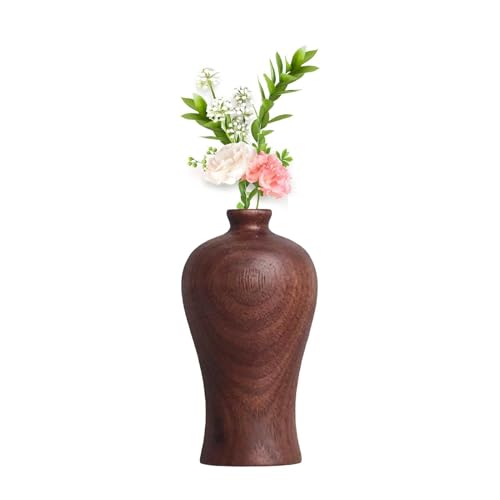 Contenedor floral rústico – Recipiente de exhibición de madera hecho a mano, soporte decorativo compacto para arreglos, acento clásico de estilo rústico | Adorno de mesa de entrada del hogar, pieza de