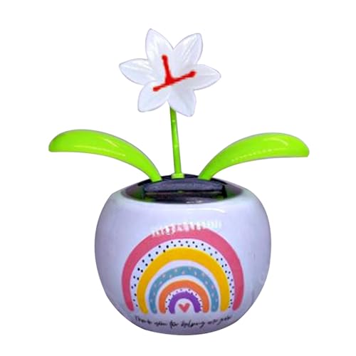 Hugsweet Flor,Flores Danzantes Solares | Adorno de Coche con Bailando con energía Solar en macetas Coloridas - Decoración de Coche de Flores, Figuras de Baile solares para Escritorio de
