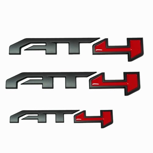 Image of 3Pcs AT4 Emblems Sierra 3D Side Door Rear Tailgate Badge NamePlate Decal with Strong Adhesive 85002068 Replacement for 2019-2023 Canyon Sierra 1500 2500HD 3500HD (Matte Black Red)