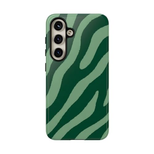 Coque Samsung S24 rigide brillante à rayures ondulées vert clair et foncé
