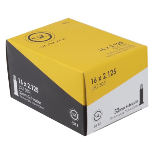 Sunlite Schrader Valve Bicycle Tubes, 16 x 2.125 / 32mm Valve