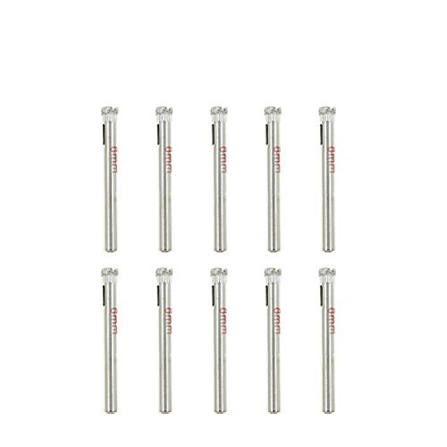 GooDeal 10pcs 6mm Diamond Coated Core Drill Drills Bit Hole for Saw Tile Glass 1/4