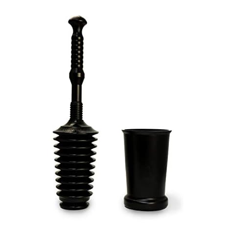 Master Plunger MP500-3TB Heavy Duty Bathroom Toilet Plunger Kit with Tall Bucket. Equipped with Air Release Valve, Black Cover