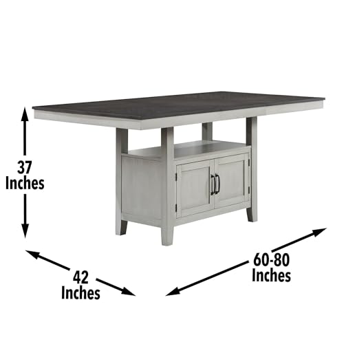 AGANS 6-Piece Dining Set with Counter Table, Chairs, and Bench, Pearl Silver Finish - Thumbnail 6