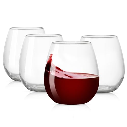 HAHASHOW Plastik Weingläser 4er Set Unzerbrechlich Tritan Kunststoff Weingläser ohne Stiel 18oz/535ml für Camping Party Whisky Saft