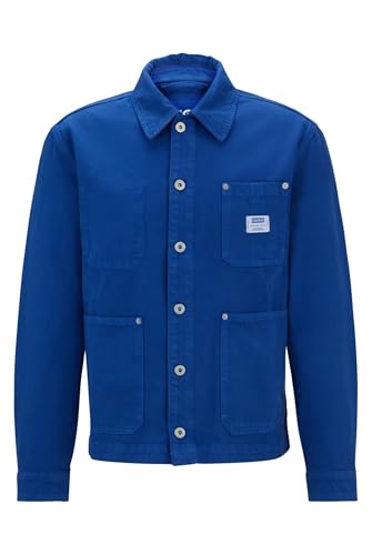 HUGO Moltisanti/1 - Chaqueta con logotipo para hombre en mezclilla azul, Open Blue493, L