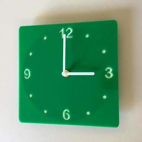 Super Cool Creations Green Shatterproof Square Wall Clock 21Cm