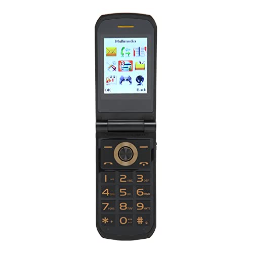 Olåst Flip Phone för äldre - 2,4" Skärm, Löstagbart Batteri, Guld