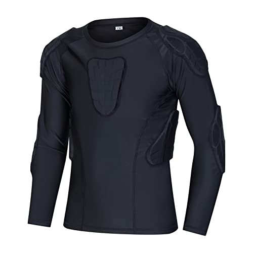Hotfiary Kids Youth Camisetas Acolchadas de Protección Pantalones Cortos para Fútbol Paintball Béisbol, Camisetas Acolchadas de Compresión de Manga Corta/Larga Rib Heart Guard Protección del Esternón