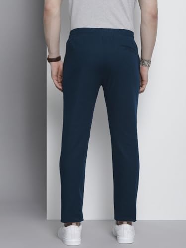 Image of The Indian Garage Co Men Slim Fit Solid Mid-Rise Elasticated Linen Jogger Trouser