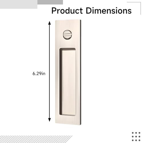 Manija de Puerta Corredera Empotrada con Cerradura y Llave, 6.3 Pulgadas, Hardware de Puerta Corrediza de Aleación de Zinc Cepillada para Baño y Uso Interior miniatura 3
