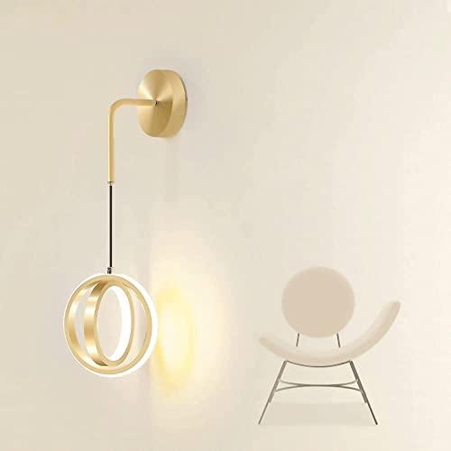 Luminaria de pared con pantalla de hierro forjado dorado y LED de 20W 4