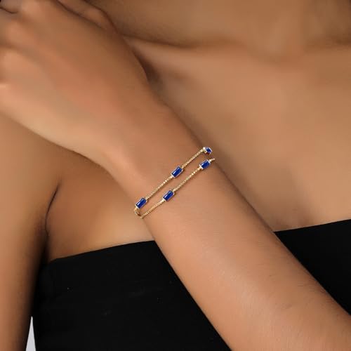 Gold Birthstone Bracelet for Women Trendy 14K Gold Dainty Bracelet for Friend Friendship Birthday Mother Gifts for Her Jewelry3