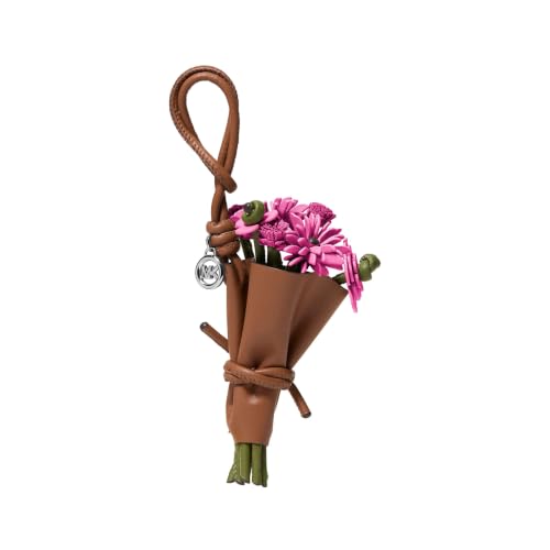 Michael Kors Women's Flower Bouquet Bag Charm, Silver-Tone Hardware/Leather, Raspberry